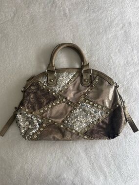 Vintage Metallic Bronze Patchwork Sequin Dome Satchel